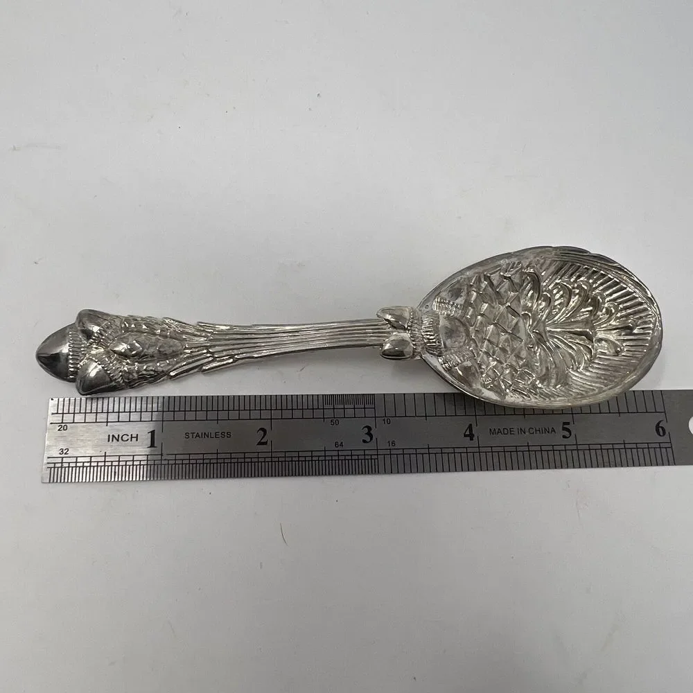 Vintage Silver Plated Ornate Pineapple Pinecone Design Fruit Spoon
